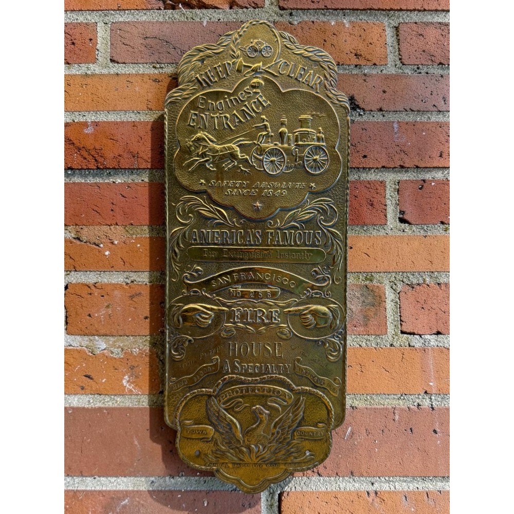 Vintage Metal Replica San Francisco Fire House No 256 Embossed Plaque Wall Decor
